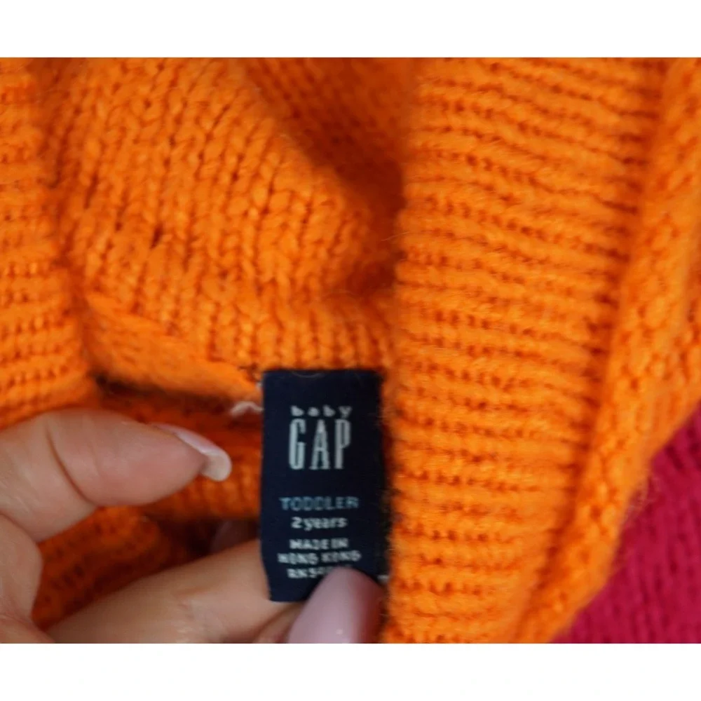 Baby‎ Gap Toddler Knit Poncho 2T Striped Orange Pink Fringe Cape Sweater